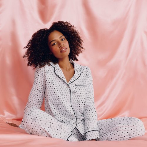 Quilted Hearts Long Sleeve Polo Pajamas