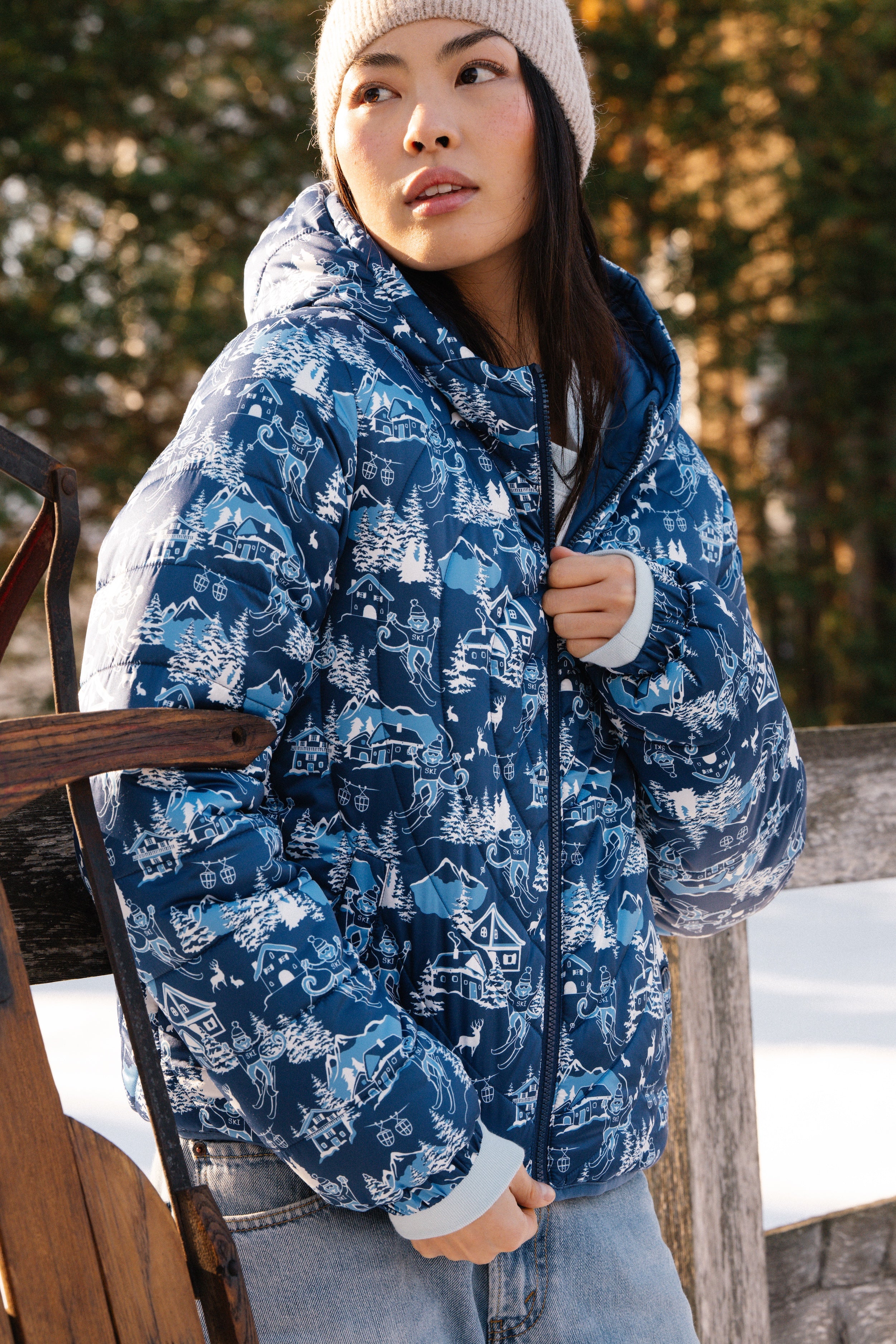 Ski Toile Reversible Puffer Jacket