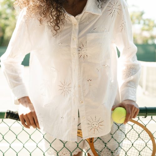 Sunny Days Eyelet Girlfriend Shirt