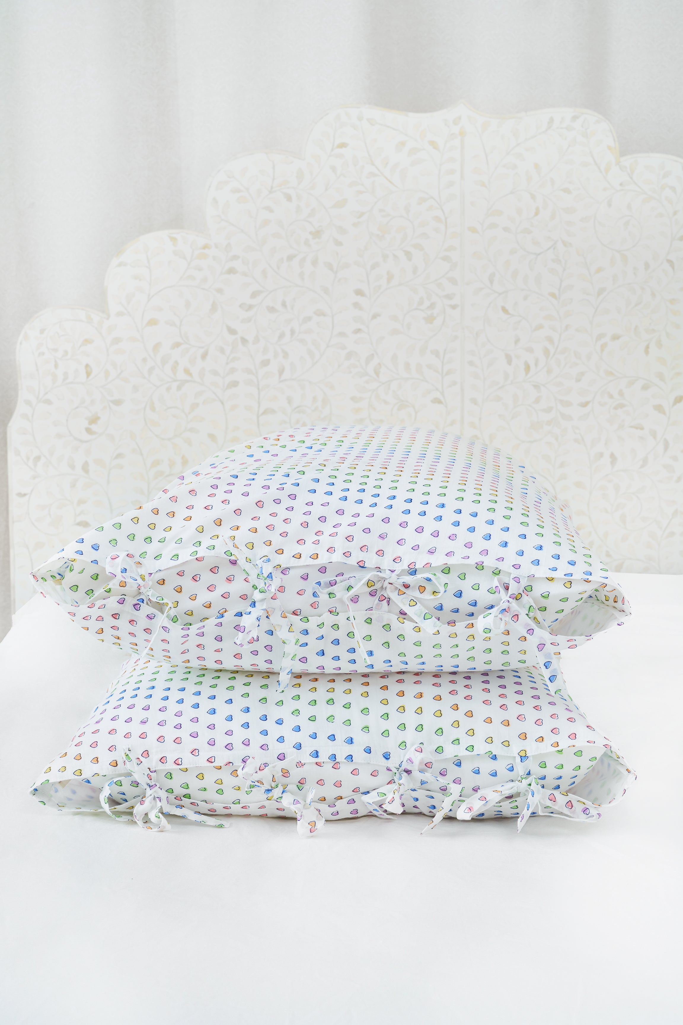 Disco Hearts Pillowcase Set with Ties