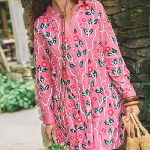 Trellis Floral Embroidery Emory Dress
