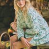 Woodland Toile Quilted Azure Mini Skirt