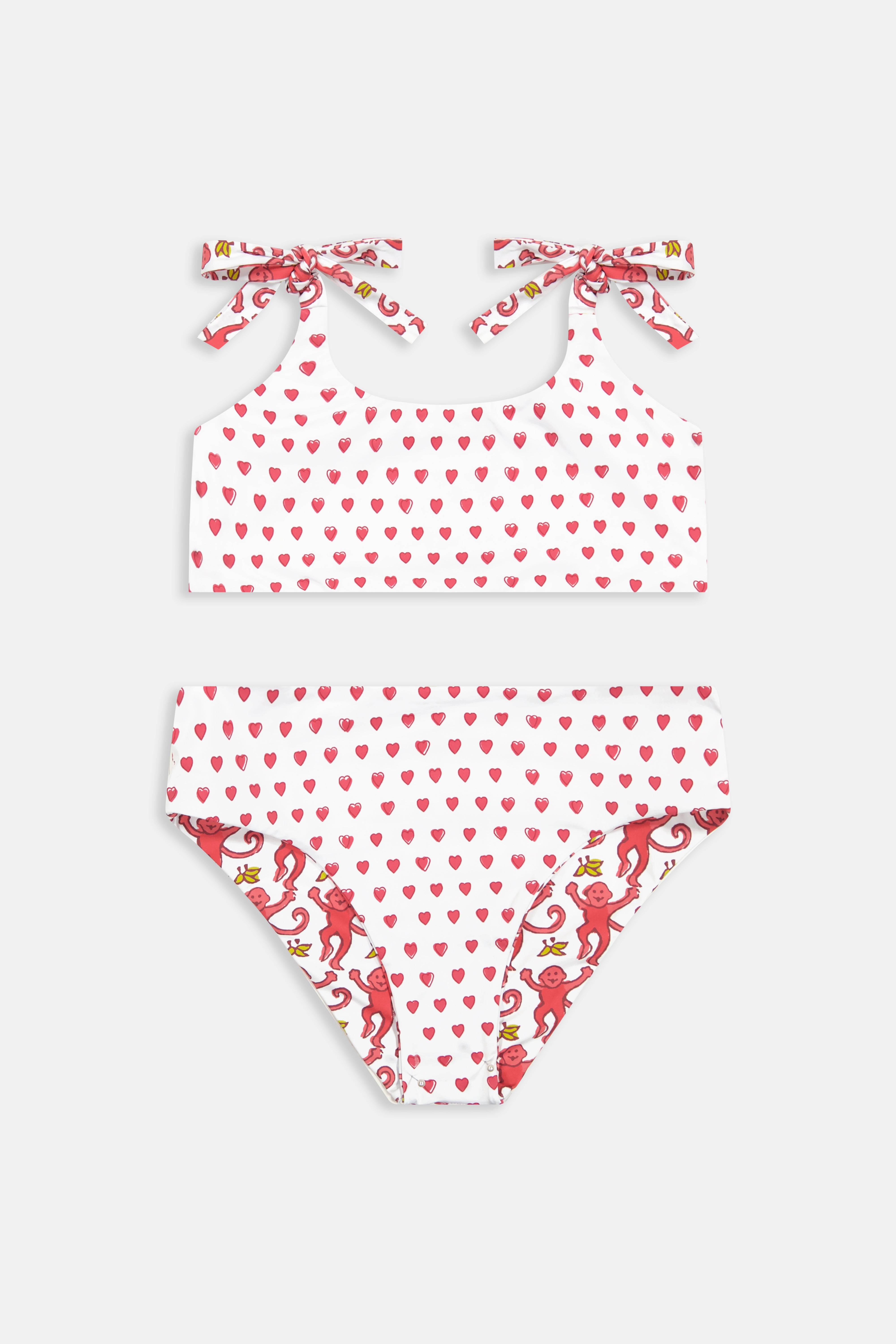Kids Monkey/Hearts Reversible Cora Bikini