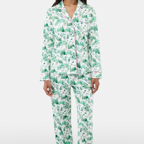 Ski Toile Long Sleeve Polo Pajamas