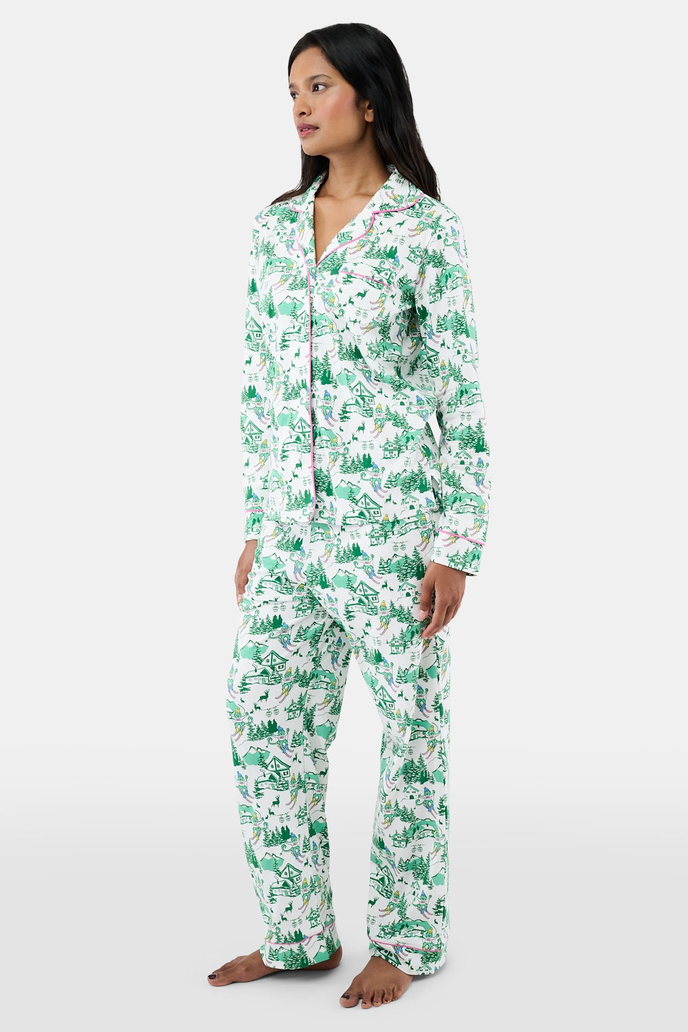 Ski Toile Long Sleeve Polo Pajamas