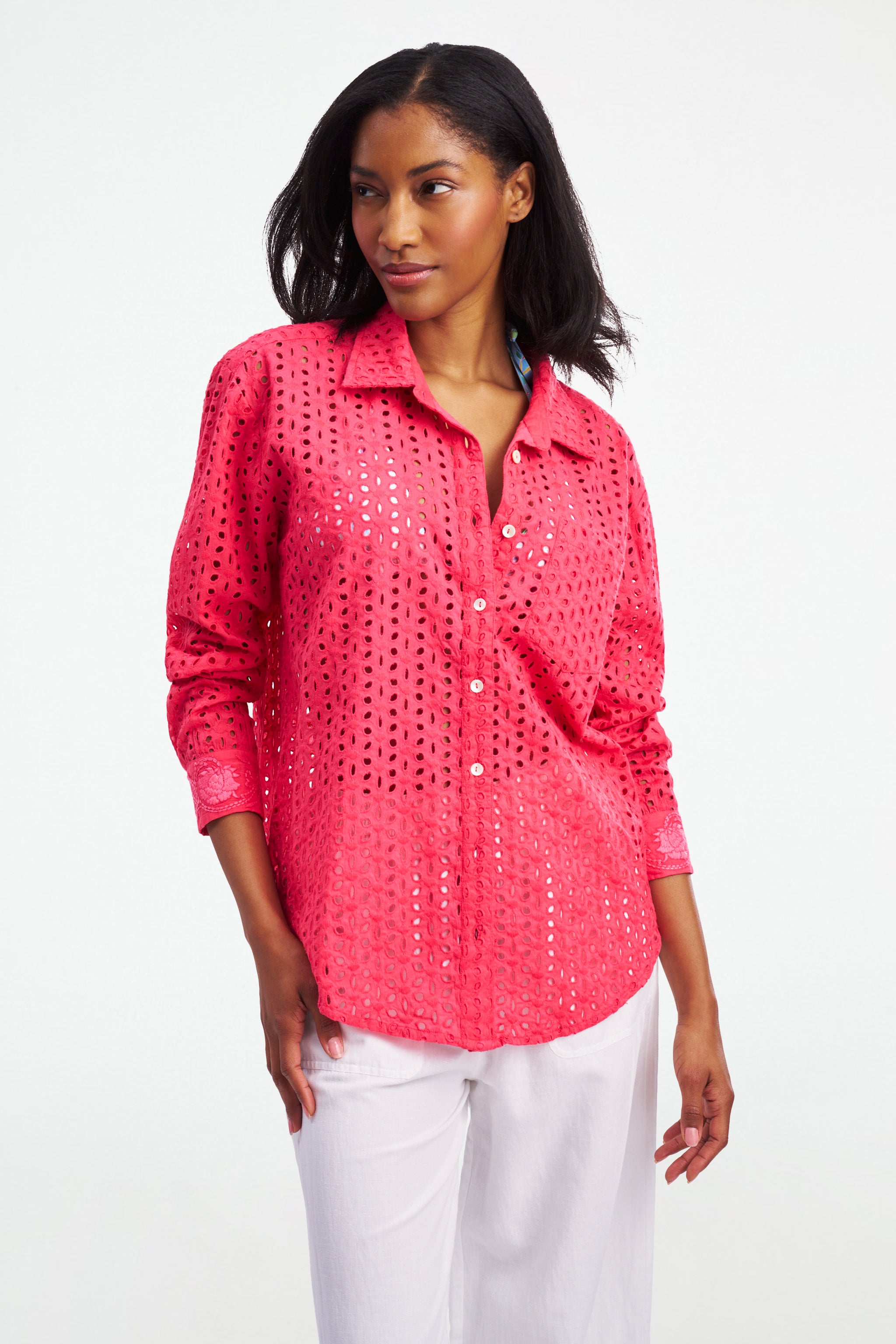 Malina Eyelet Boyfriend Shirt