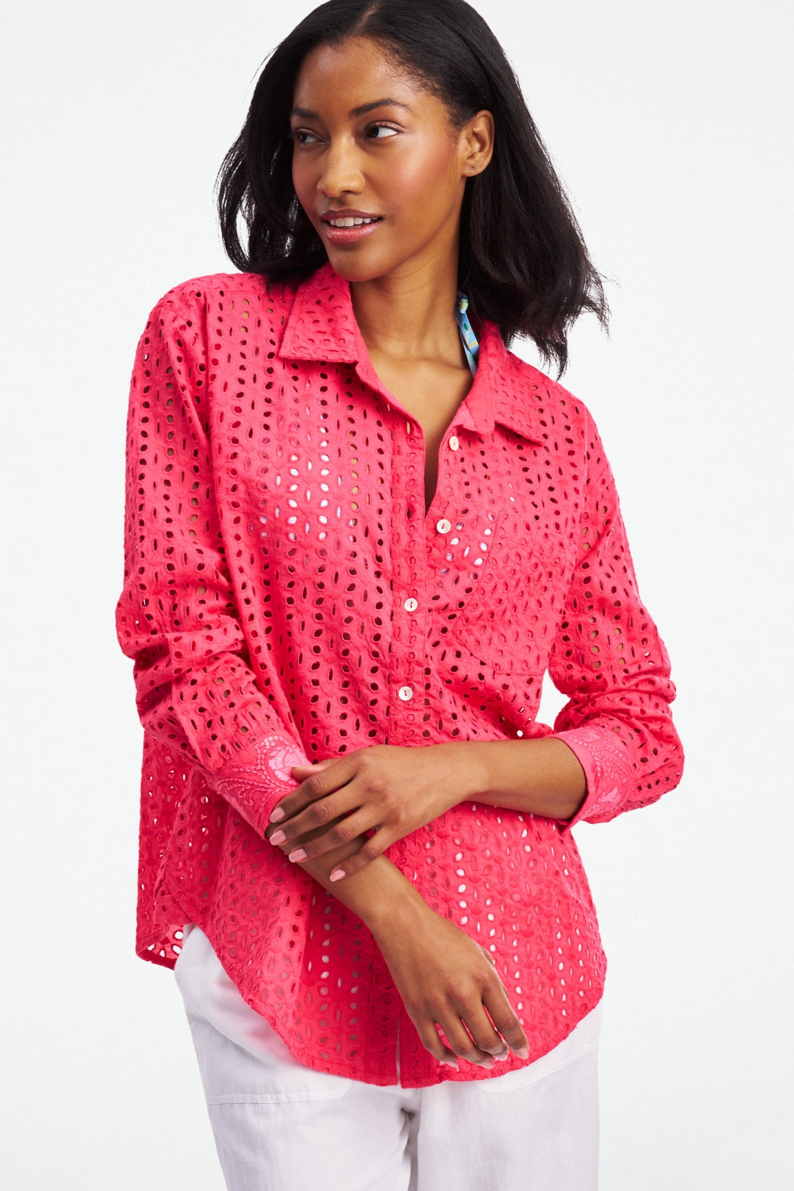 Malina Eyelet Boyfriend Shirt