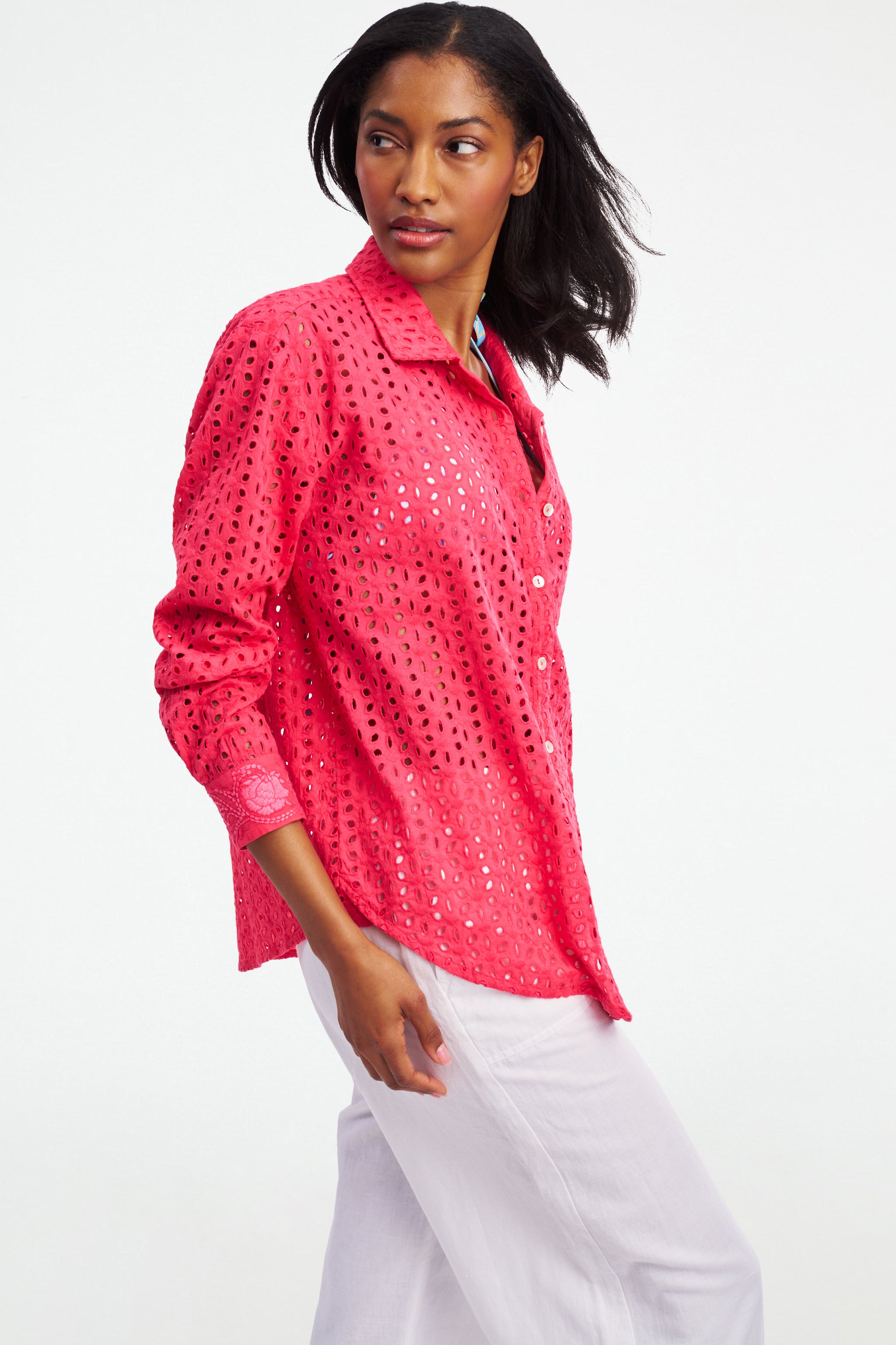 Malina Eyelet Boyfriend Shirt