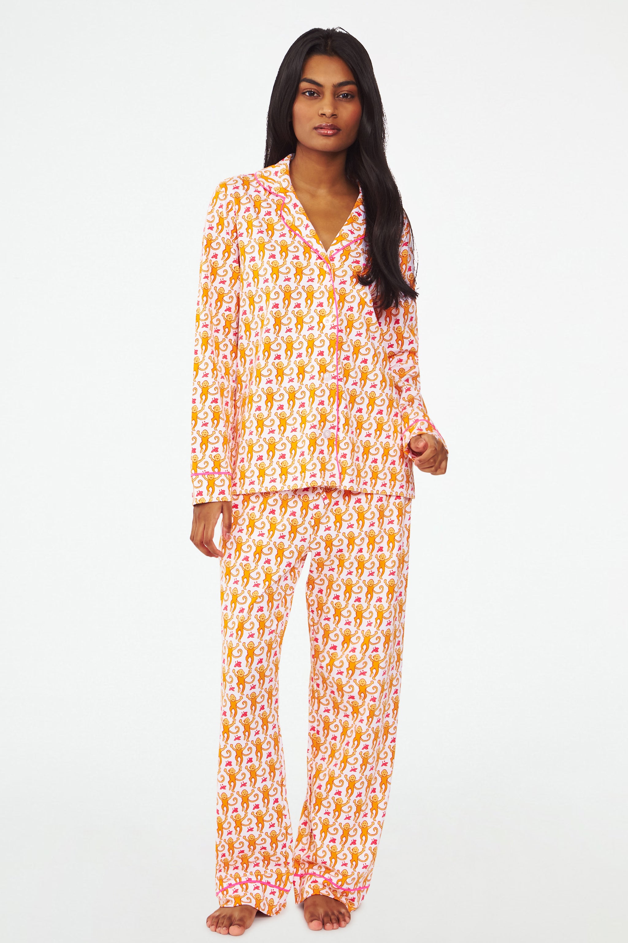 Monkey Long Sleeve Polo Pajamas