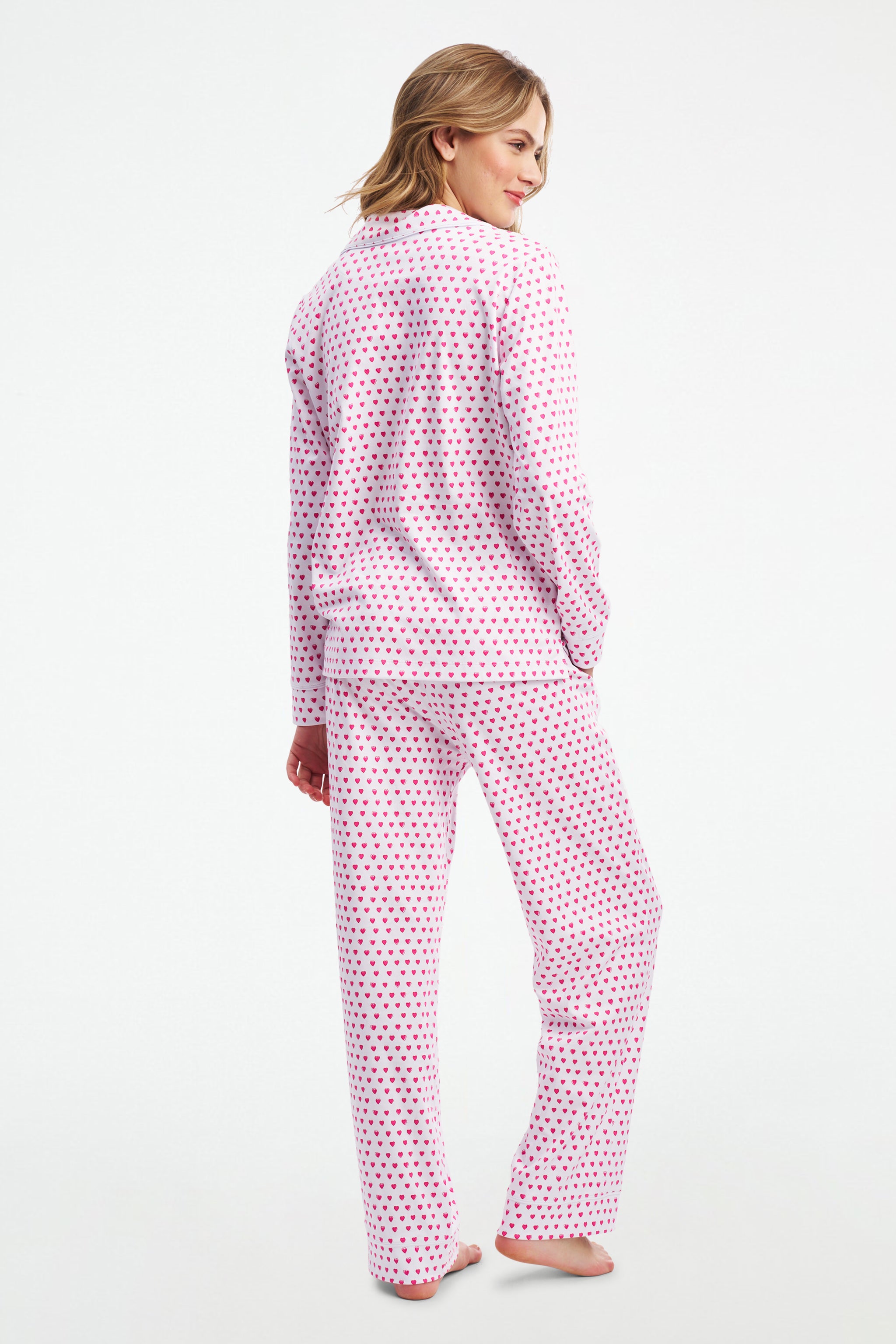 Hearts Long Sleeve Polo Pajamas