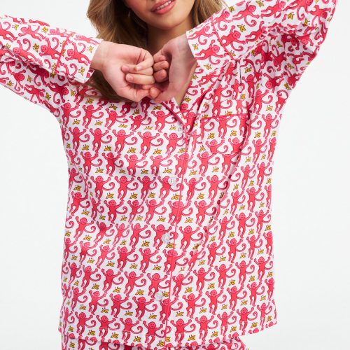 Monkey Long Sleeve Polo Pajamas