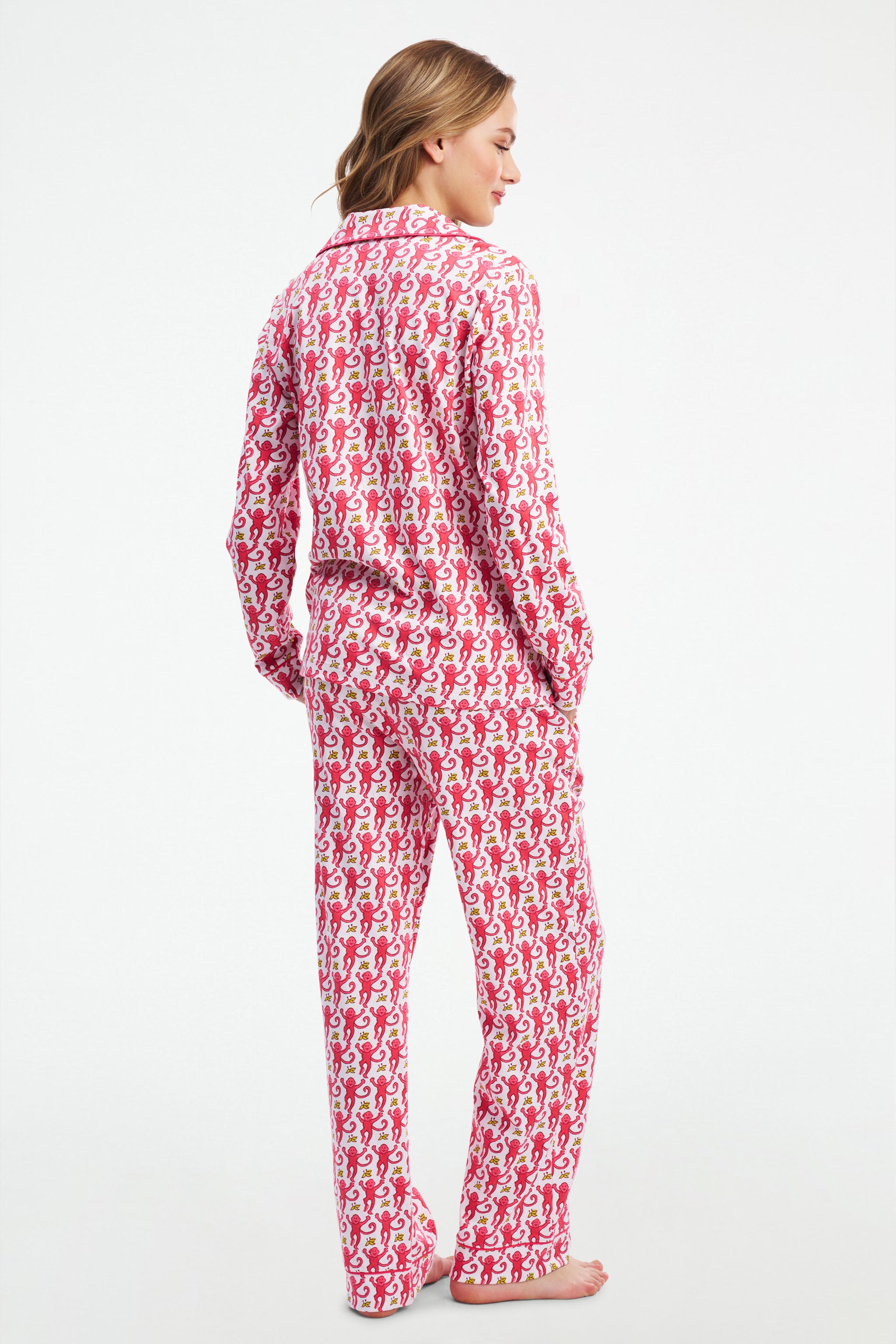 Monkey Long Sleeve Polo Pajamas