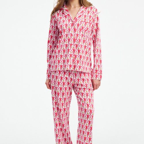 Monkey Long Sleeve Polo Pajamas