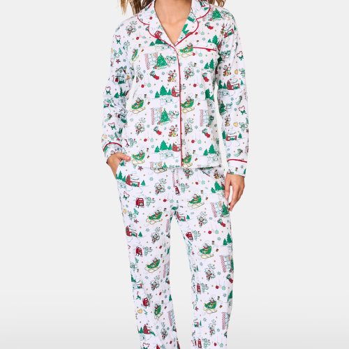 Snow Village Long Sleeve Polo Pajamas