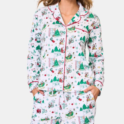 Snow Village Long Sleeve Polo Pajamas