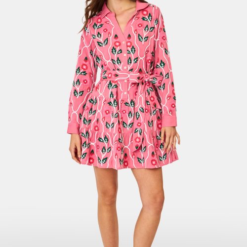 Trellis Floral Embroidery Emory Dress