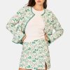 Woodland Toile Quilted Azure Mini Skirt