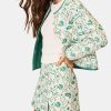 Woodland Toile Quilted Azure Mini Skirt