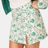 Woodland Toile Quilted Azure Mini Skirt