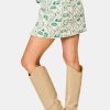 Woodland Toile Quilted Azure Mini Skirt