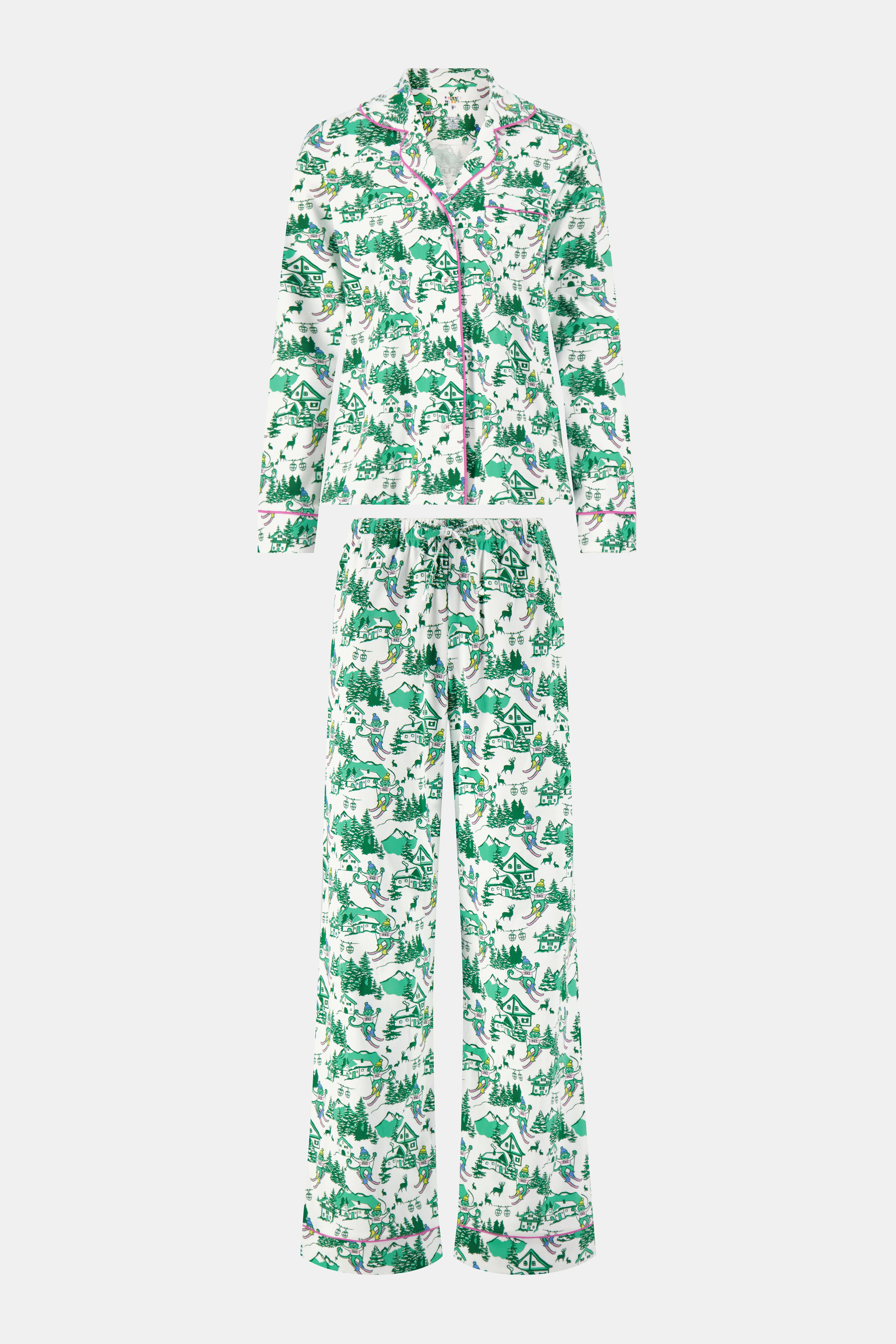 Ski Toile Long Sleeve Polo Pajamas