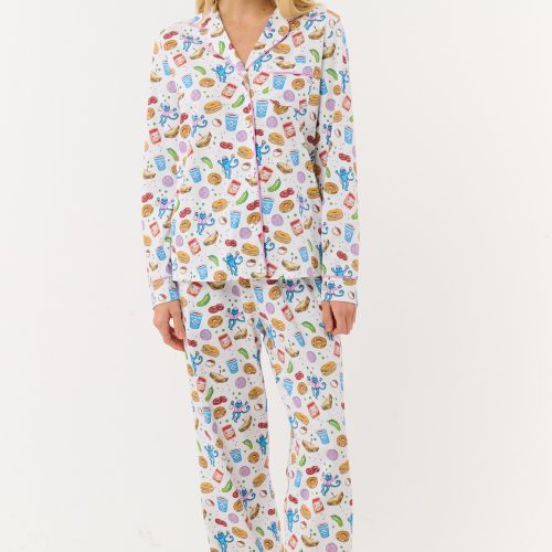 New York Nosh Long Sleeve Polo Pajamas