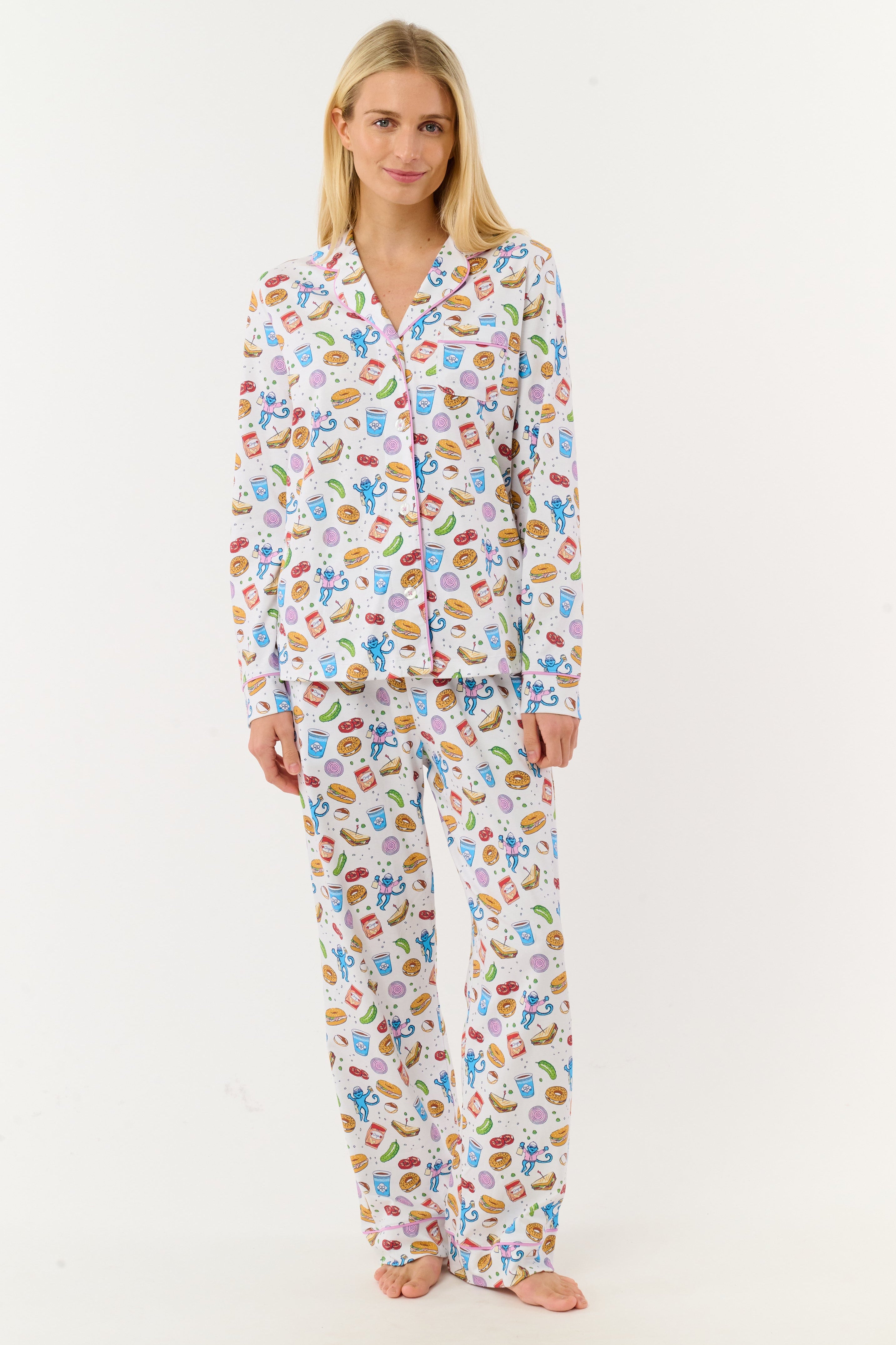 New York Nosh Long Sleeve Polo Pajamas
