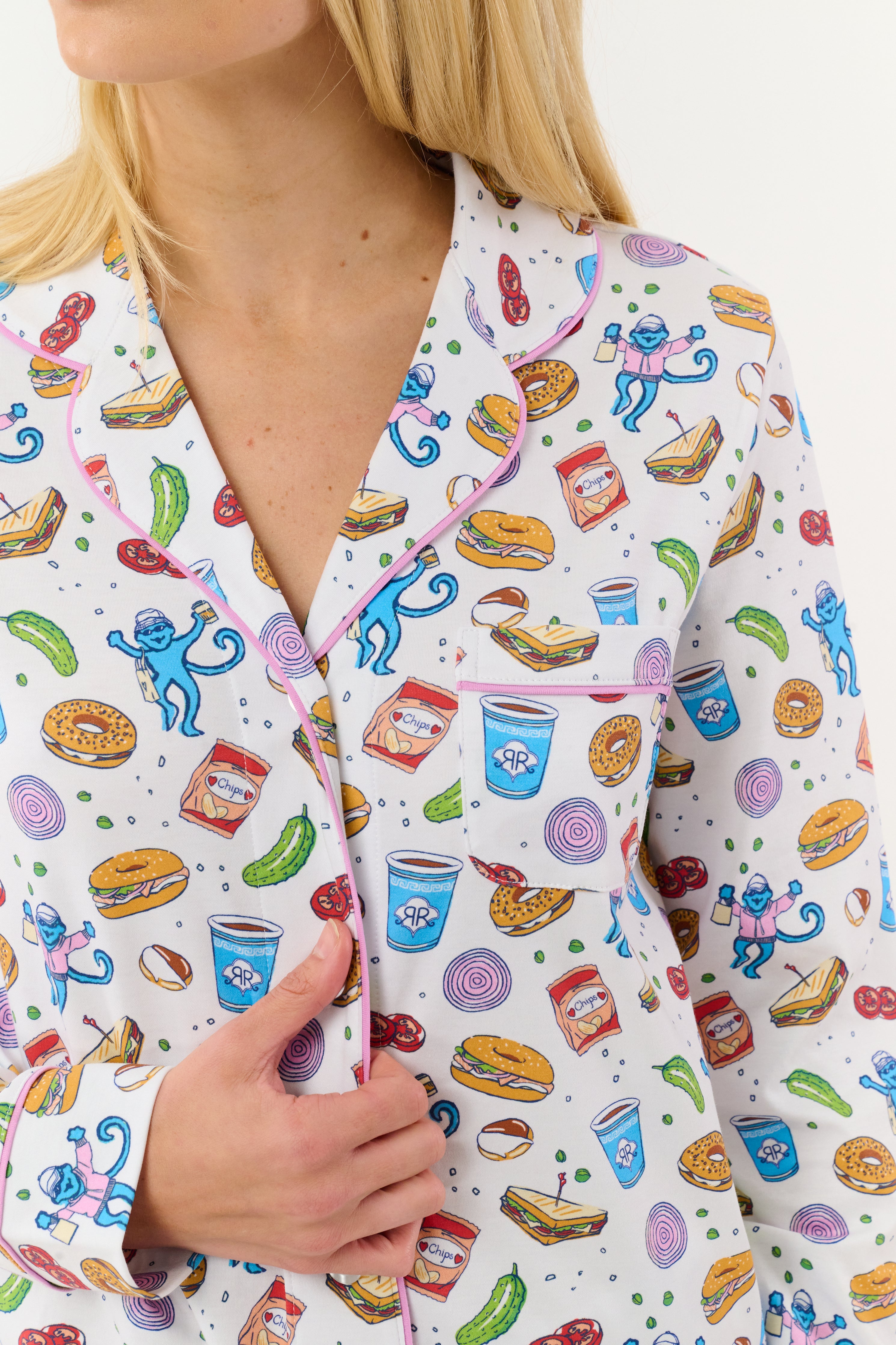 New York Nosh Long Sleeve Polo Pajamas