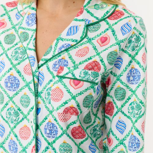 Ornament Trellis Long Sleeve Polo Pajamas